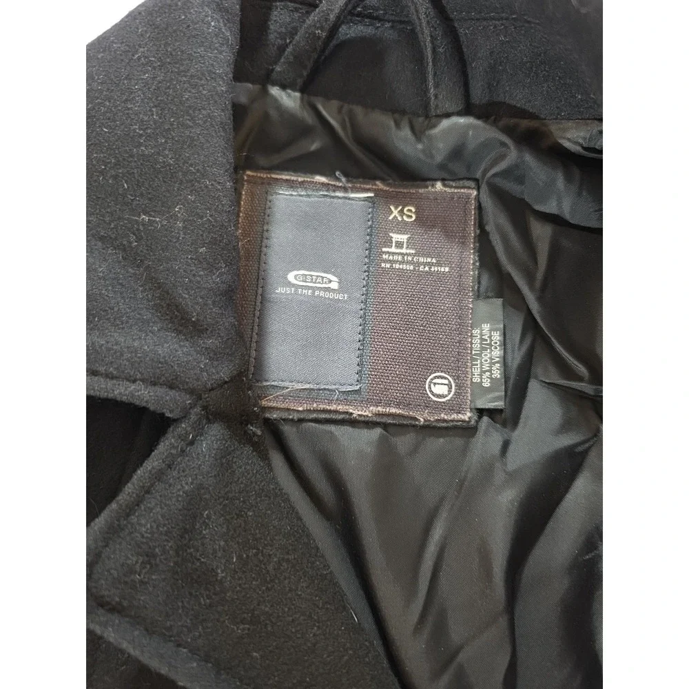 G-STAR RAW 3301 Women's Solar Wool Coat XS Black Belted Military Pea Jacket - Picture 5 of 16